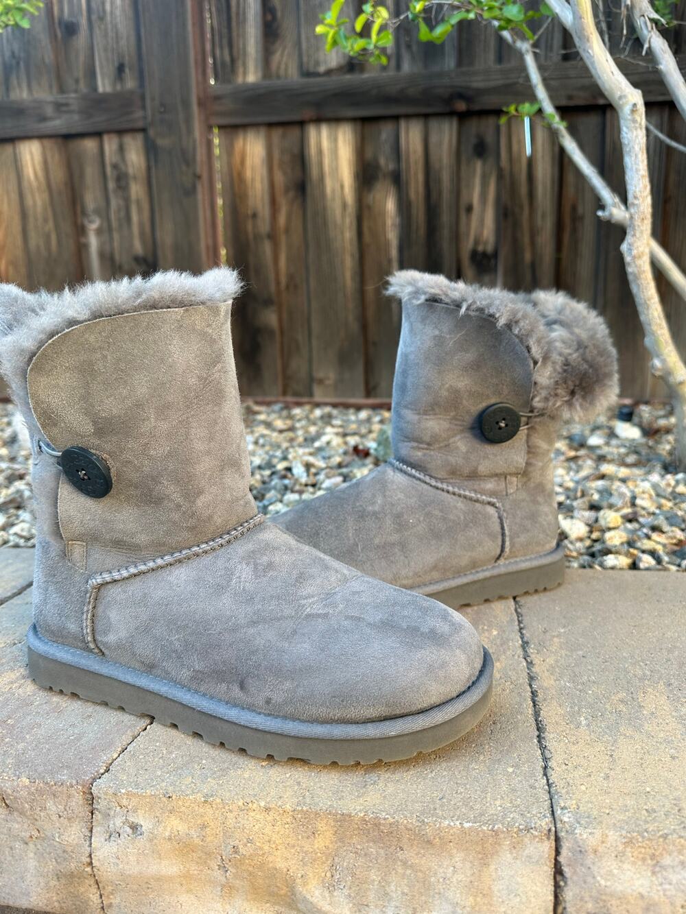 Ugg Bailey Button Gray Boots size 8